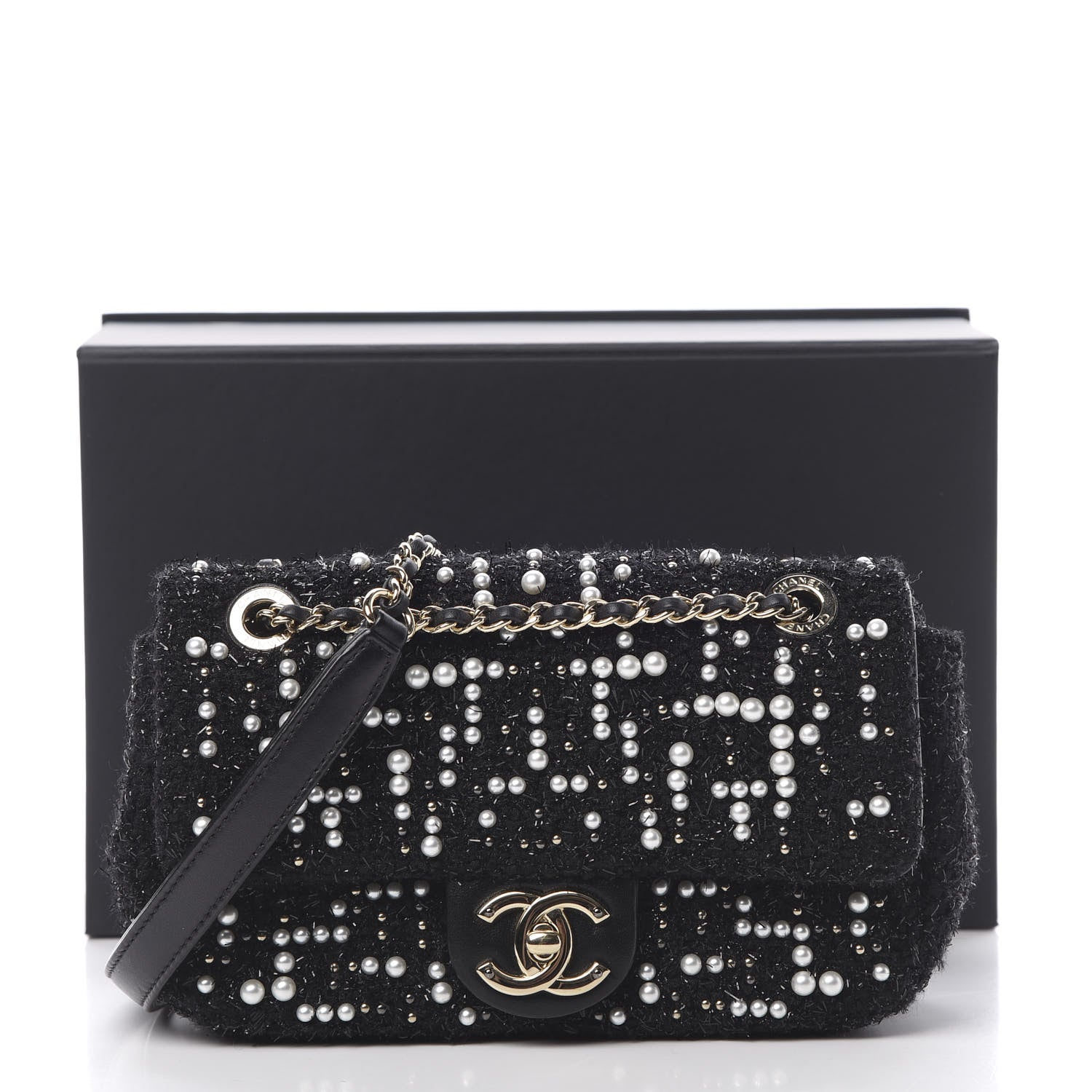 Chanel Tweed Pearl Mini Cosmos Flap Black 11 of 11