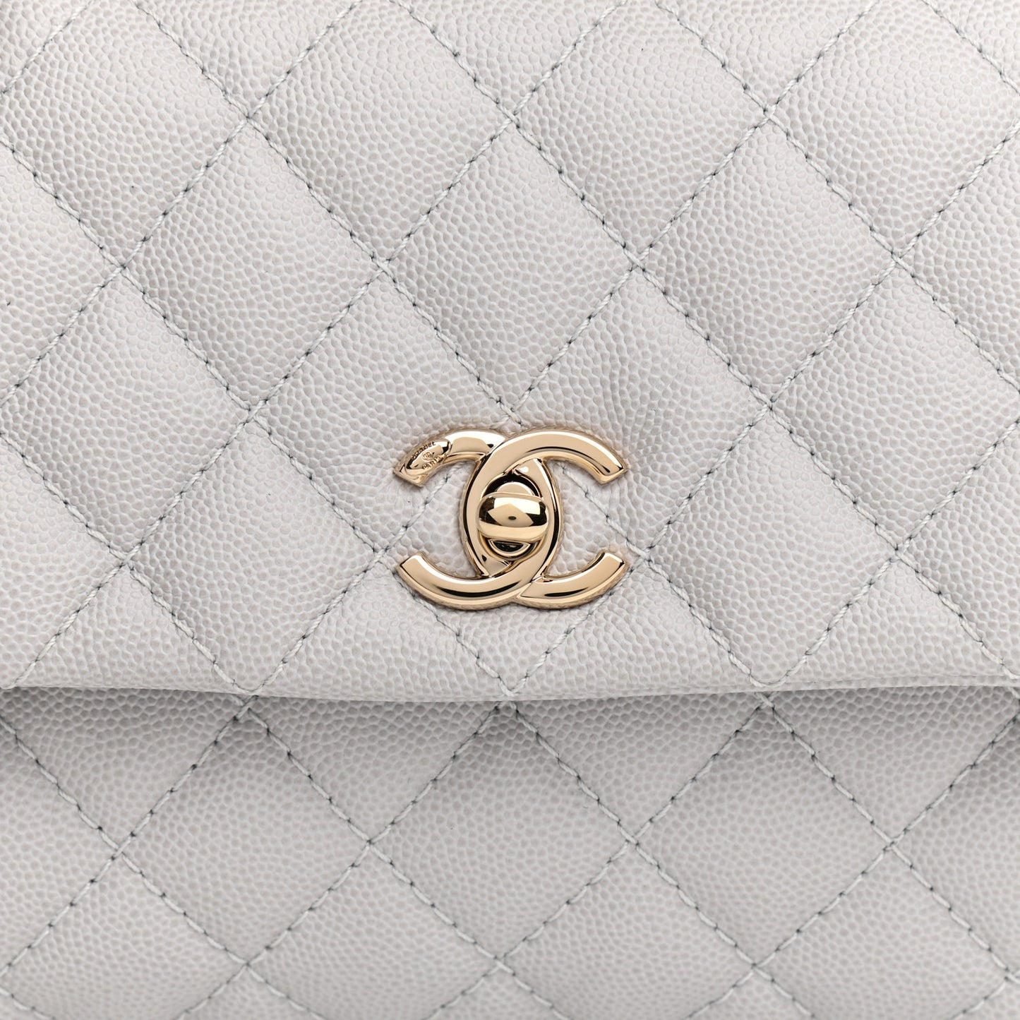 Caviar Quilted Mini Coco Handle Flap Light Grey