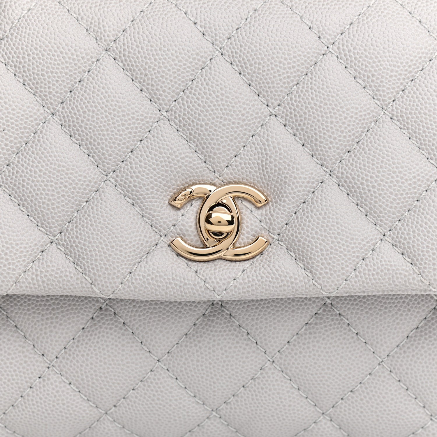 Chanel Caviar Quilted Mini Coco Handle Flap Light Grey 15 of 21