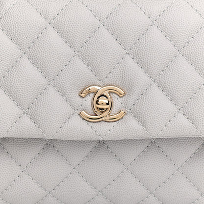 Chanel Caviar Quilted Mini Coco Handle Flap Light Grey 15 of 21