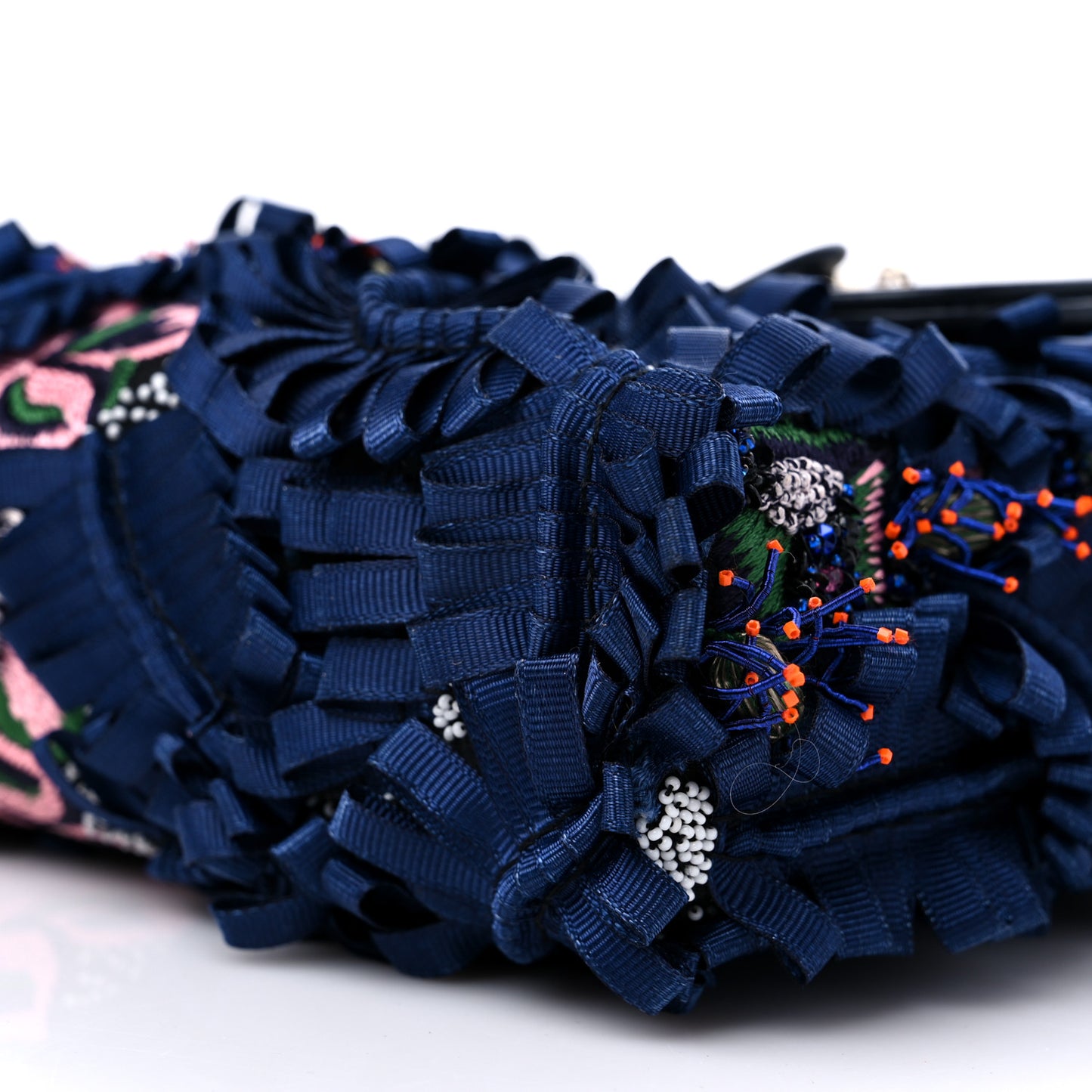 Ribbon Embroidered Beaded Floral Lady D-Joy Blue Multicolor