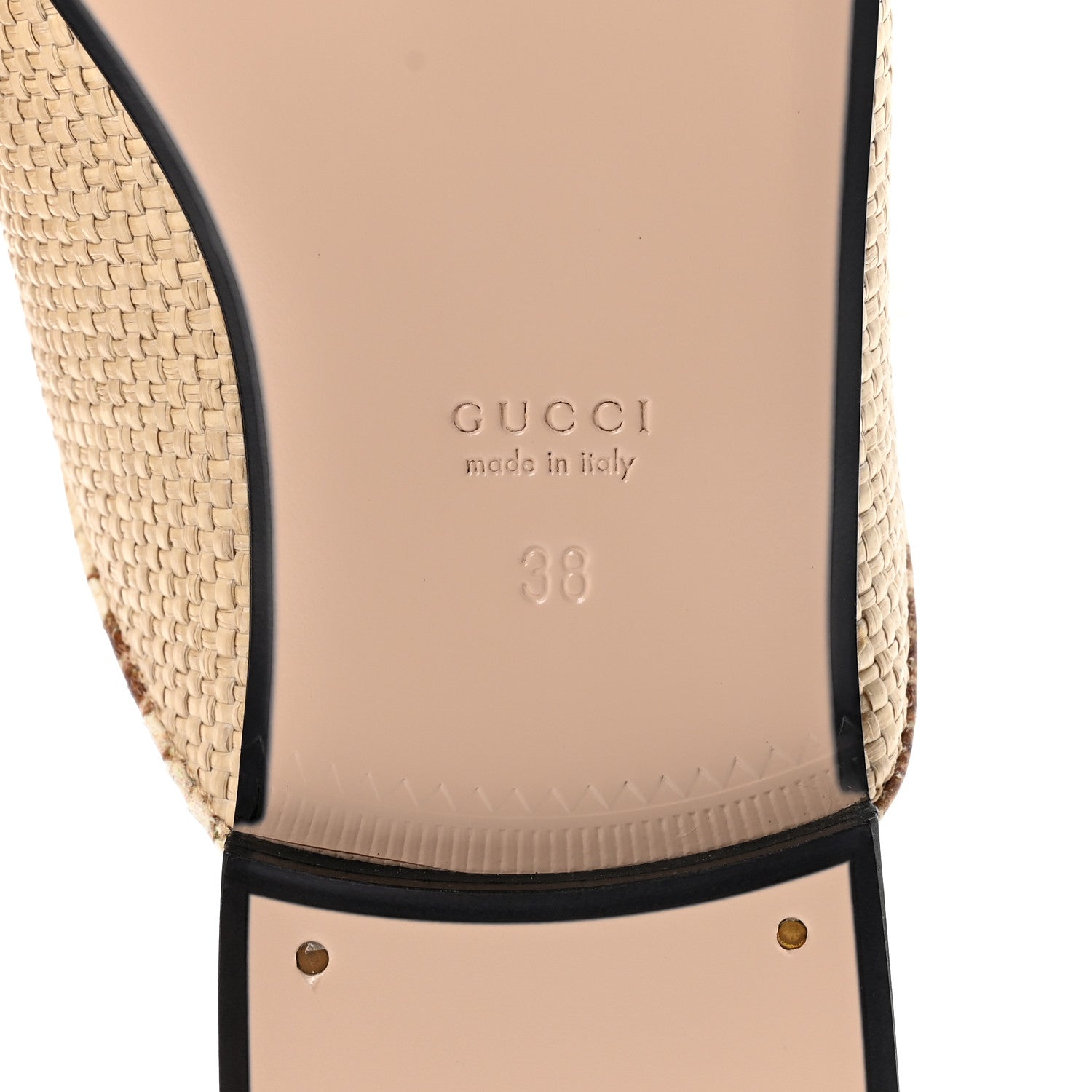 Gucci Straw Elaphe Womens Princetown Slippers 38 Natural Cream Brown 7 of 10