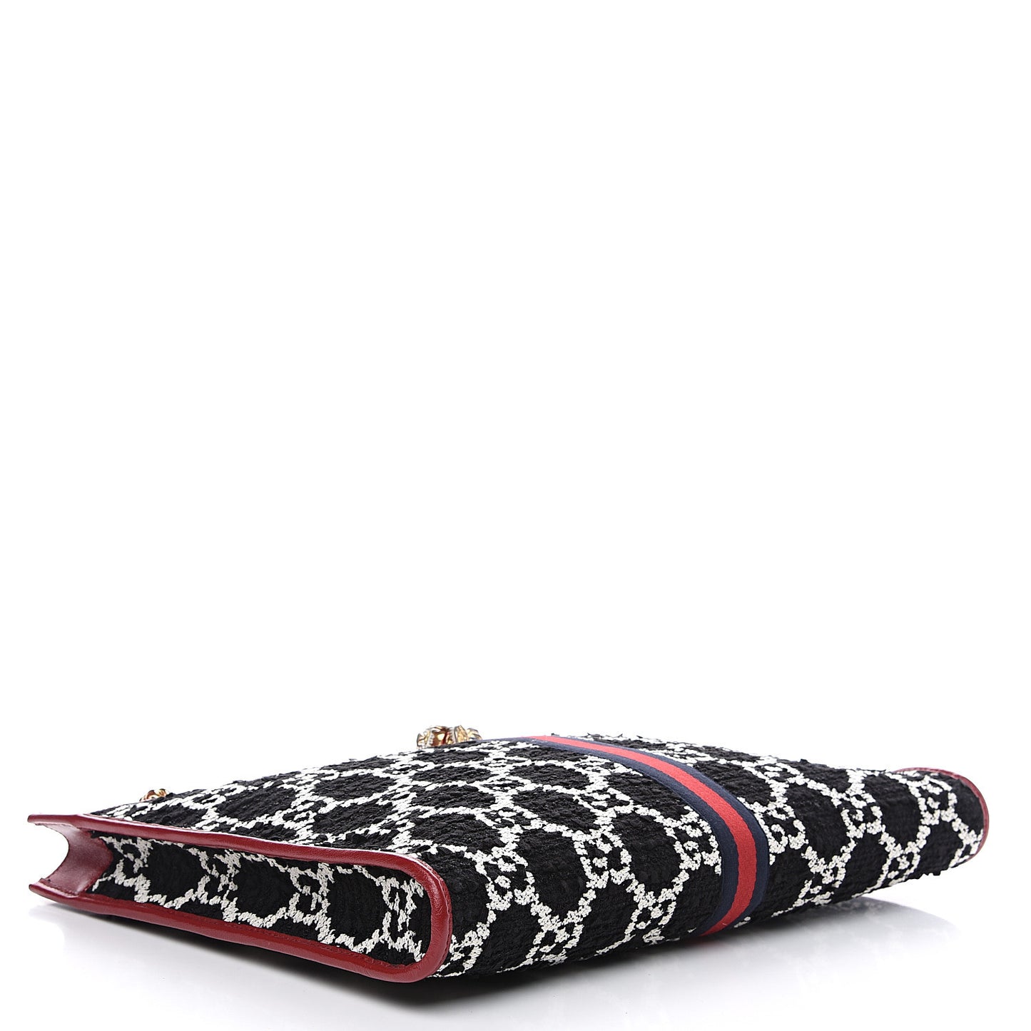 Tweed GG Monogram Large Rajah Chain Tote Romantic Cherry Black White