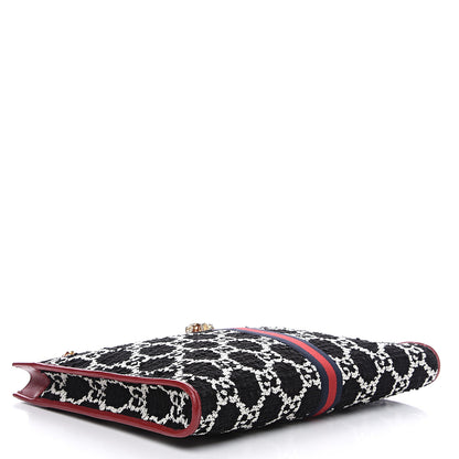Gucci Tweed GG Monogram Large Rajah Chain Tote Romantic Cherry Black White 3 of 10