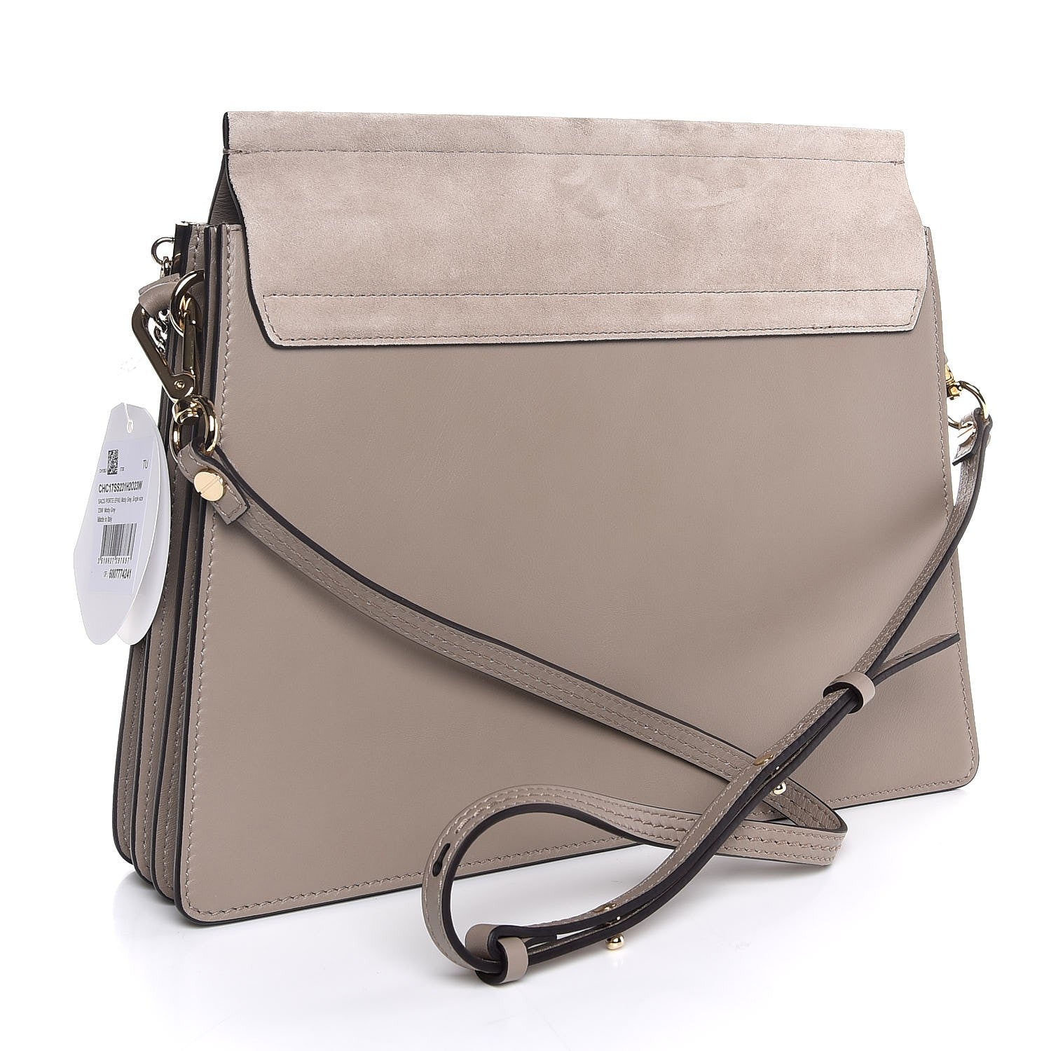 Chloe Calfskin Suede Medium Faye Shoulder Bag Motty Grey 3 of 7