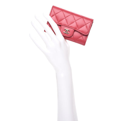 Chanel Lambskin Quilted Flap Card Holder Dark Pink 2 of 9
