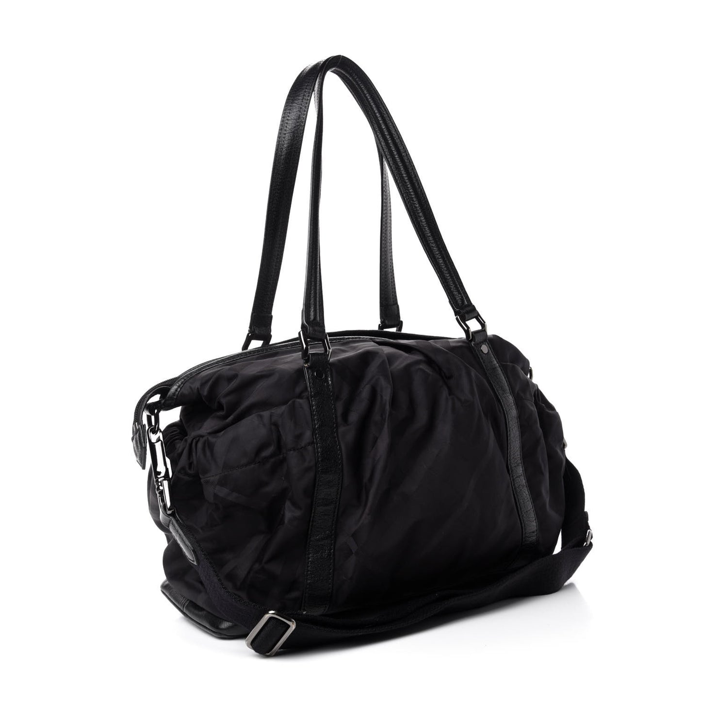 Nylon Tonal Check Diaper Bag Black