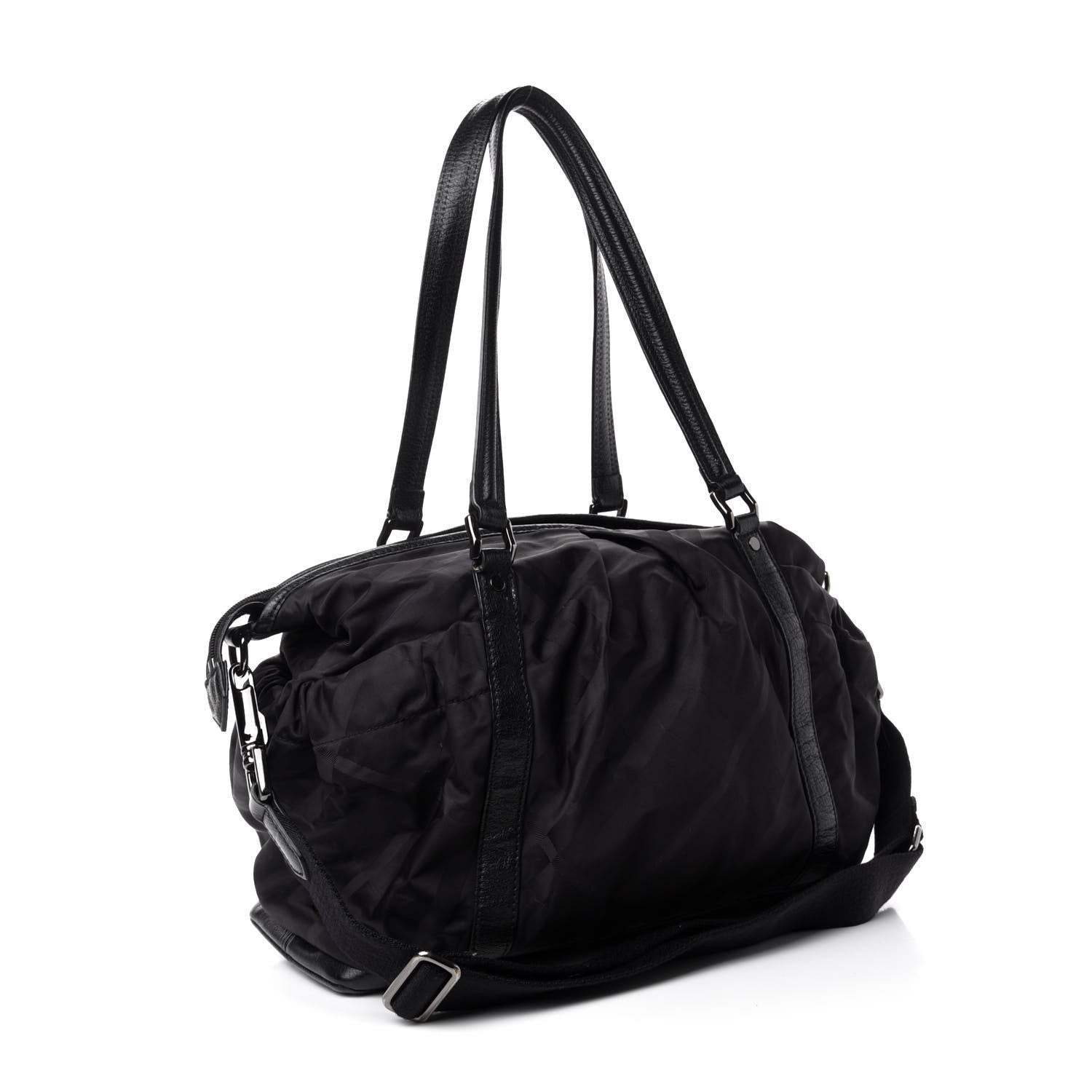 Burberry Nylon Tonal Check Diaper Bag Black 3 of 12