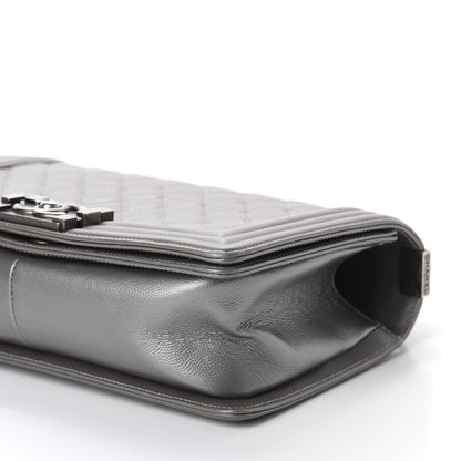 Chanel Metallic Caviar Quilted Medium Boy Flap Silver 7 of 14