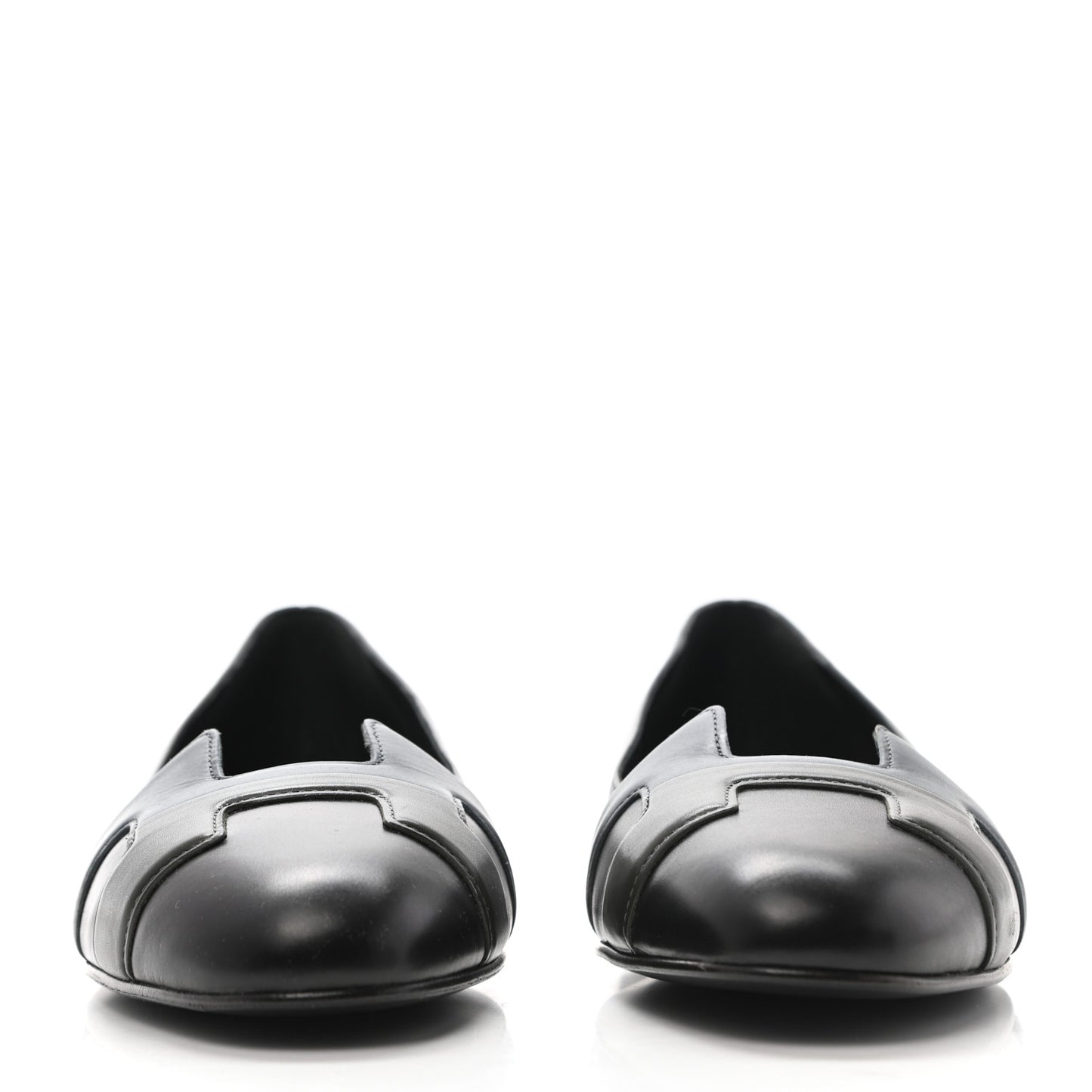 Box Calfskin Nice Ballerina Flats 36.5 Black Bleu Ardoise Cedre