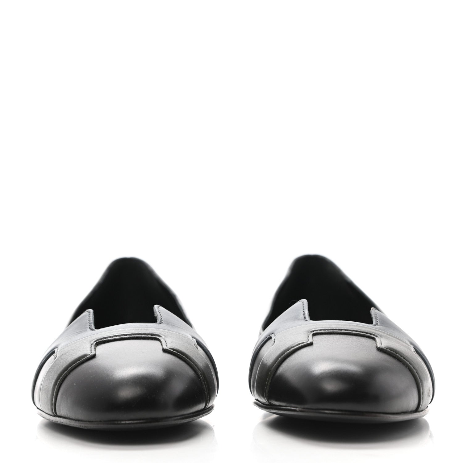 Hermes Box Calfskin Nice Ballerina Flats 36.5 Black Bleu Ardoise Cedre 3 of 14