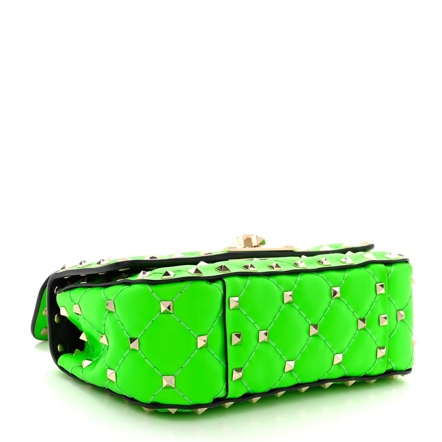 Calfskin Mini Rockstud Spike Shoulder Bag Fluo Green