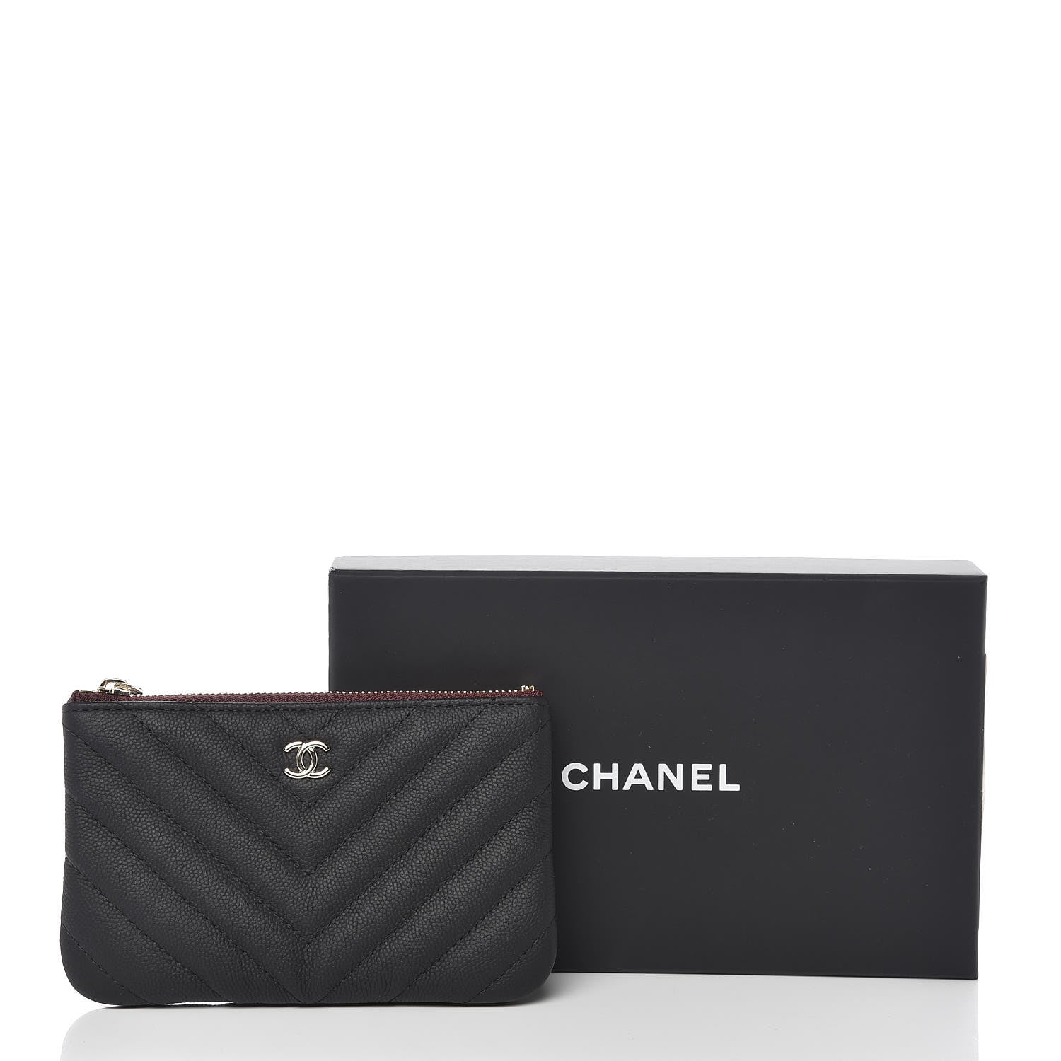 Chanel Caviar Chevron Quilted Small Cosmetic Case Black 8 of 8