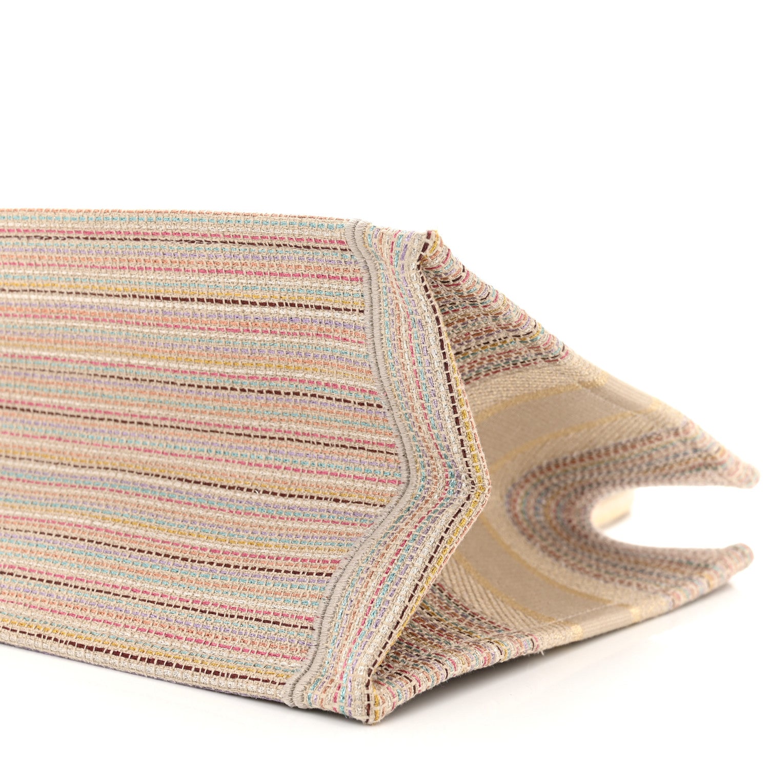 Christian Dior Canvas Embroidered Medium Stripes Book Tote Beige Multicolor 10 of 11