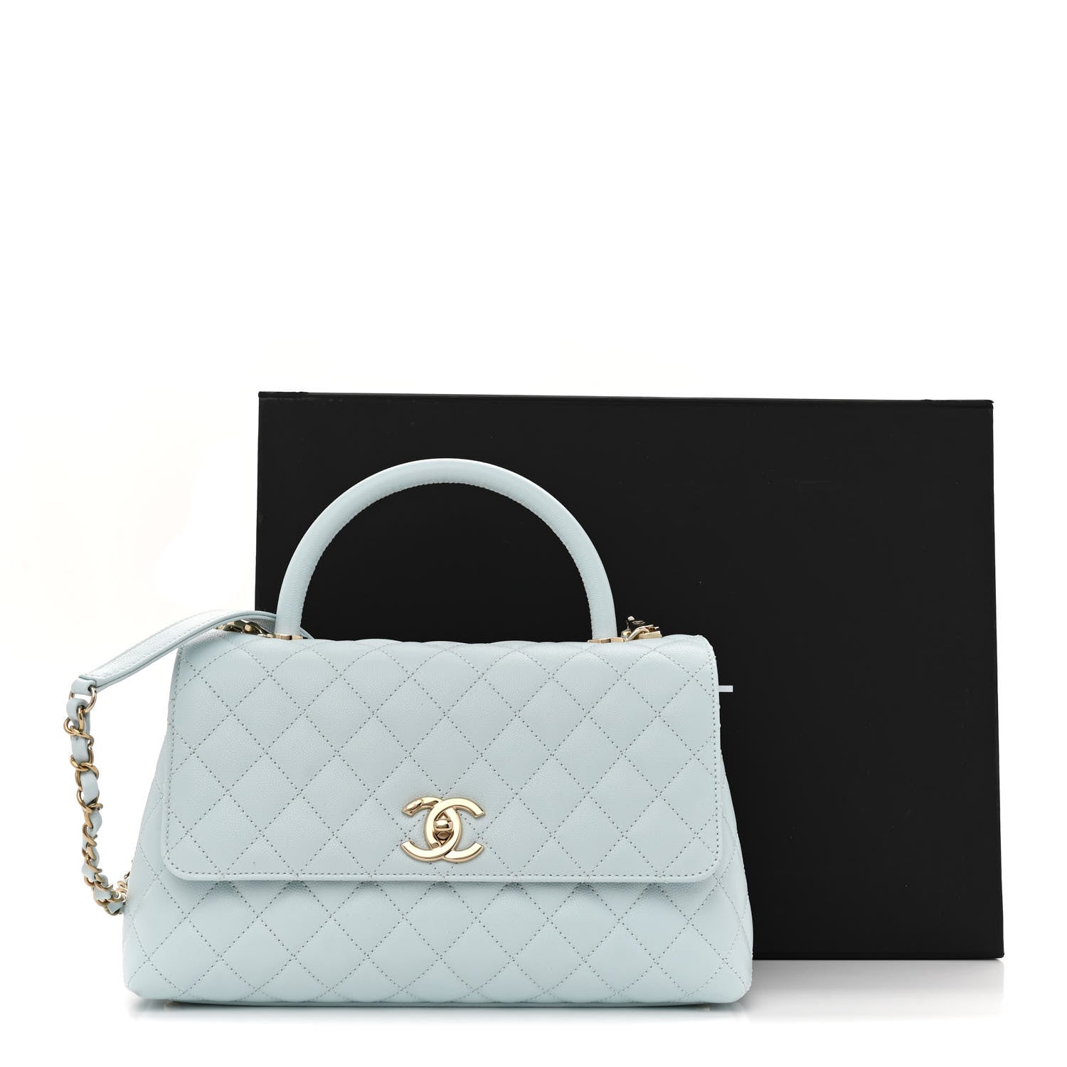 Chanel Caviar Quilted Small Coco Handle Flap Light Blue 12 of 12