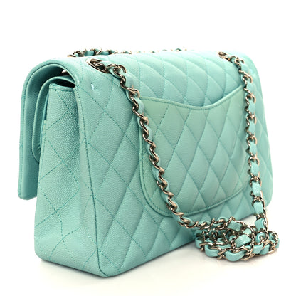 Chanel Caviar Quilted Medium Double Flap Light Blue 3 of 11