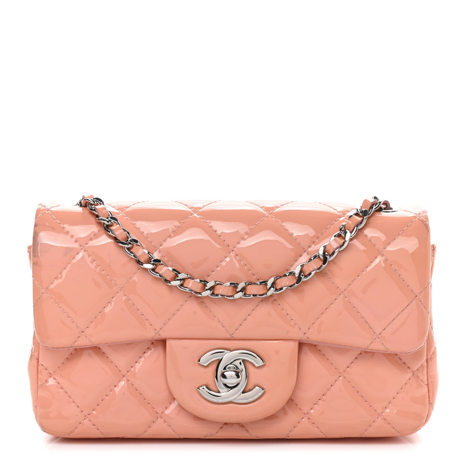 Chanel Patent Calfskin Quilted Mini Rectangular Flap Light Pink 1 of 13