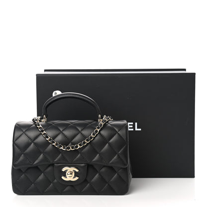 Chanel Lambskin Quilted Mini Top Handle Rectangular Flap Black 11 of 11
