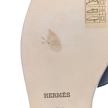 Hermes Calfskin Toucans de Paradis Oran Sandals 37.5 Bleu Indigo 5 of 5