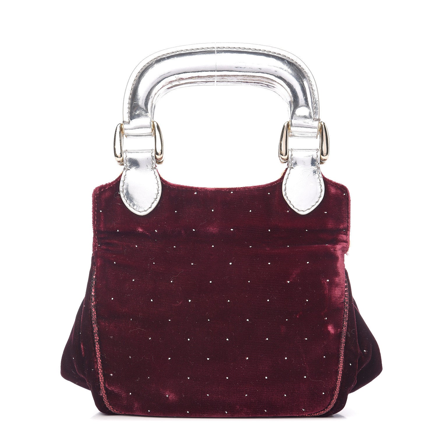 Fendi Velvet Calfskin Goatskin Neve Evening Bag Bordeaux 1 of 9
