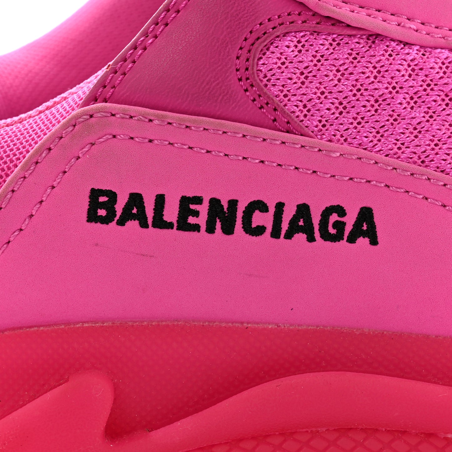 Fabric Mesh Clear Sole Fluo Womens Triple S Sneakers 39 Pink