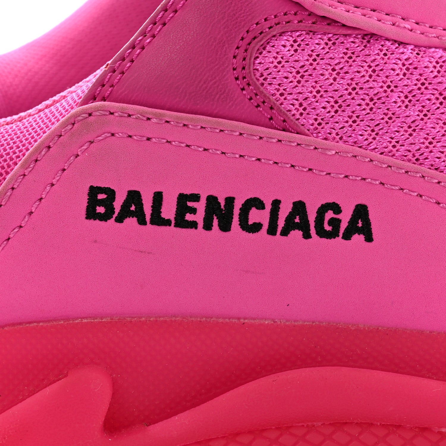 Balenciaga Fabric Mesh Clear Sole Fluo Womens Triple S Sneakers 39 Pink 7 of 11