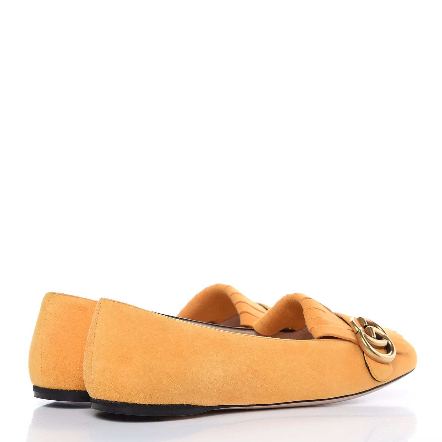 Kid Scamosciato GG Marmont Fringe Flats 37.5 Crystal Copper