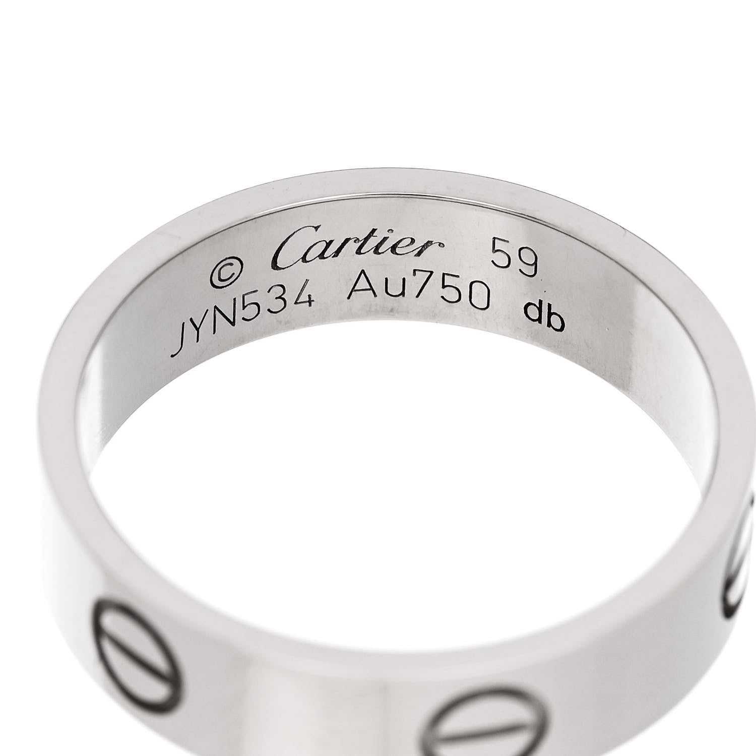 Cartier 18K White Gold 5.5mm LOVE Ring 59 8.75 4 of 5