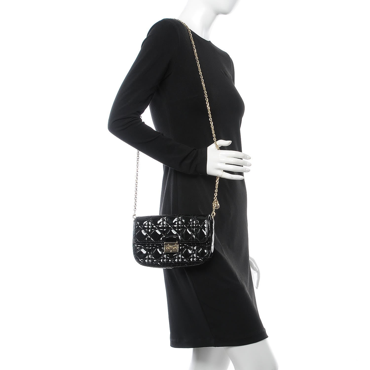 Christian Dior Patent Cannage Miss Dior Promenade Pouch Black 2 of 8