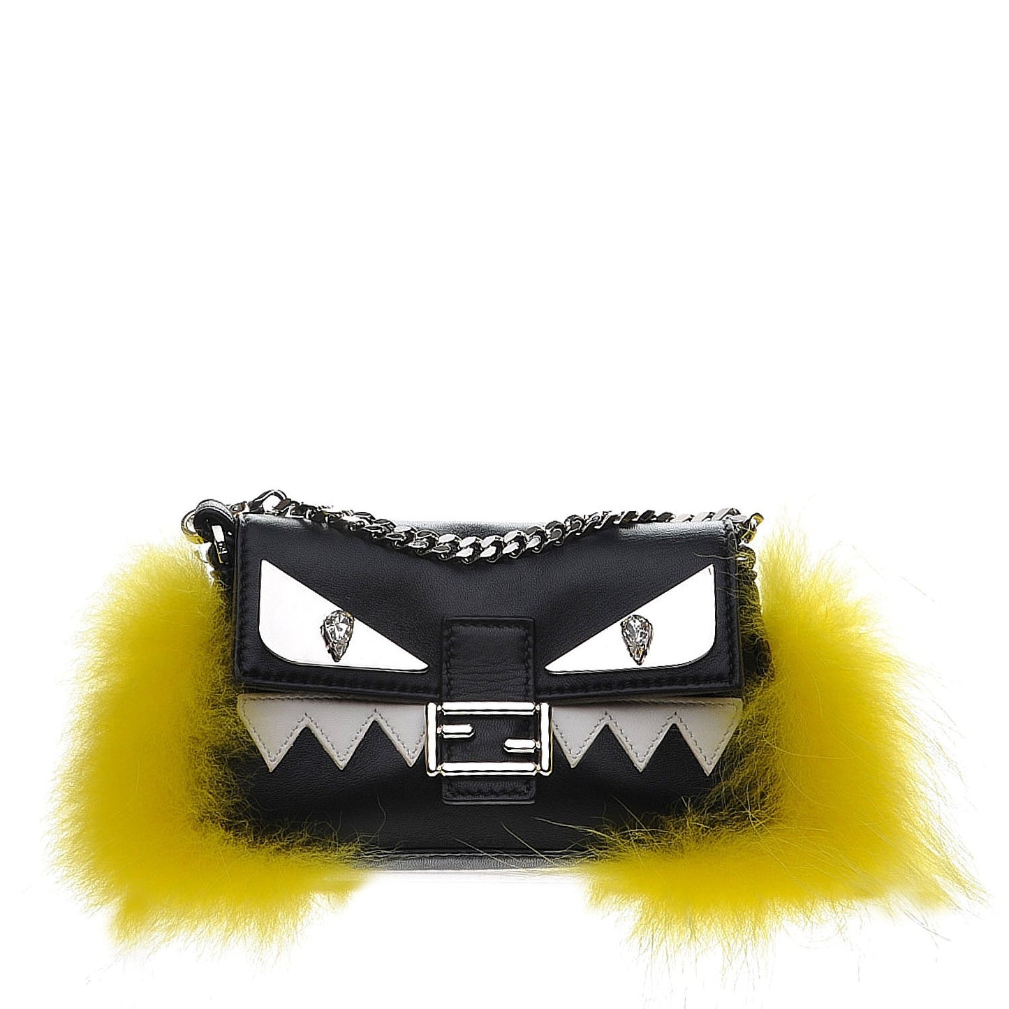Nappa Fox Fur Monster Micro Baguette Black