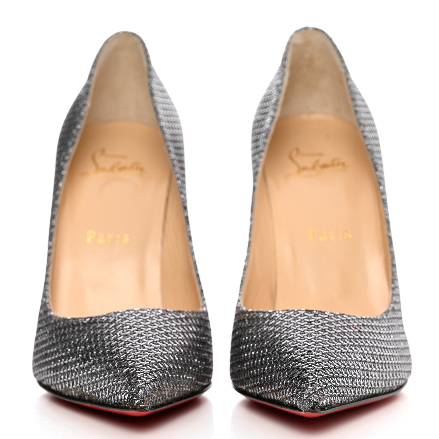 Christian Louboutin Glitter Diams Pigalle Follies 100 Pumps 38.5 Antic Silver 2 of 9