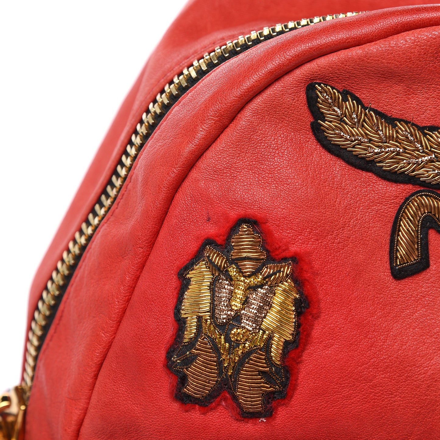 Lambskin Fox Fur Small Stark Insignia Backpack Red