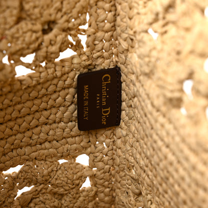 Christian Dior Woven Raffia Floral Embellished Small Book Tote Natural 8 of 11