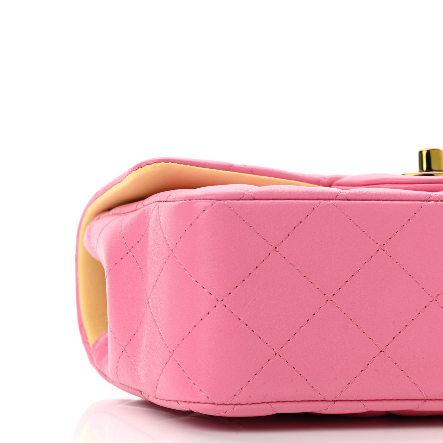 Lambskin Quilted Mini Rectangular Flap Pink Yellow
