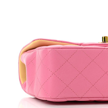 Chanel Lambskin Quilted Mini Rectangular Flap Pink Yellow 9 of 11