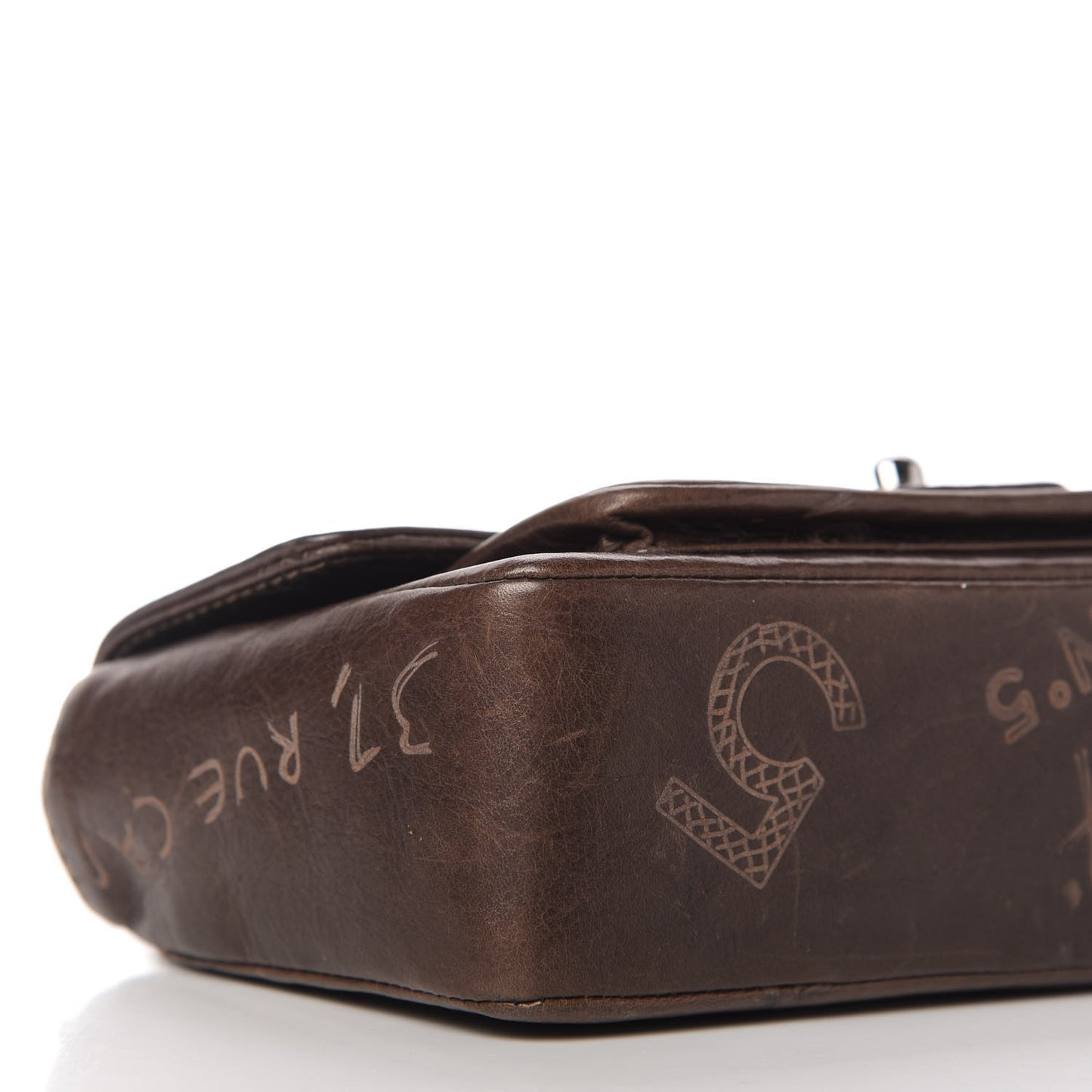 Calfskin Graffiti Flap Brown