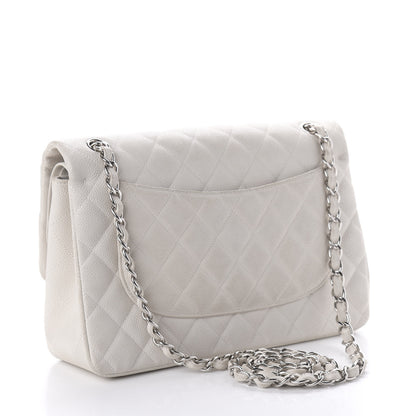 Chanel Caviar Quilted Jumbo Double Flap White 3 of 14