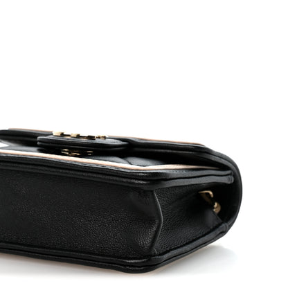Chanel Lambskin Quilted Flap Clutch On Chain Black Beige 9 of 11