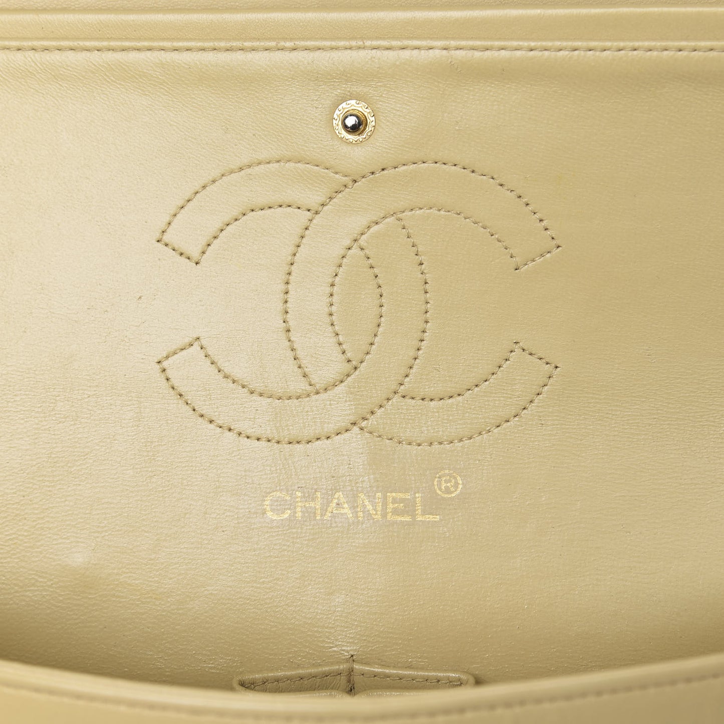 Lambskin Quilted Medium Double Flap Beige