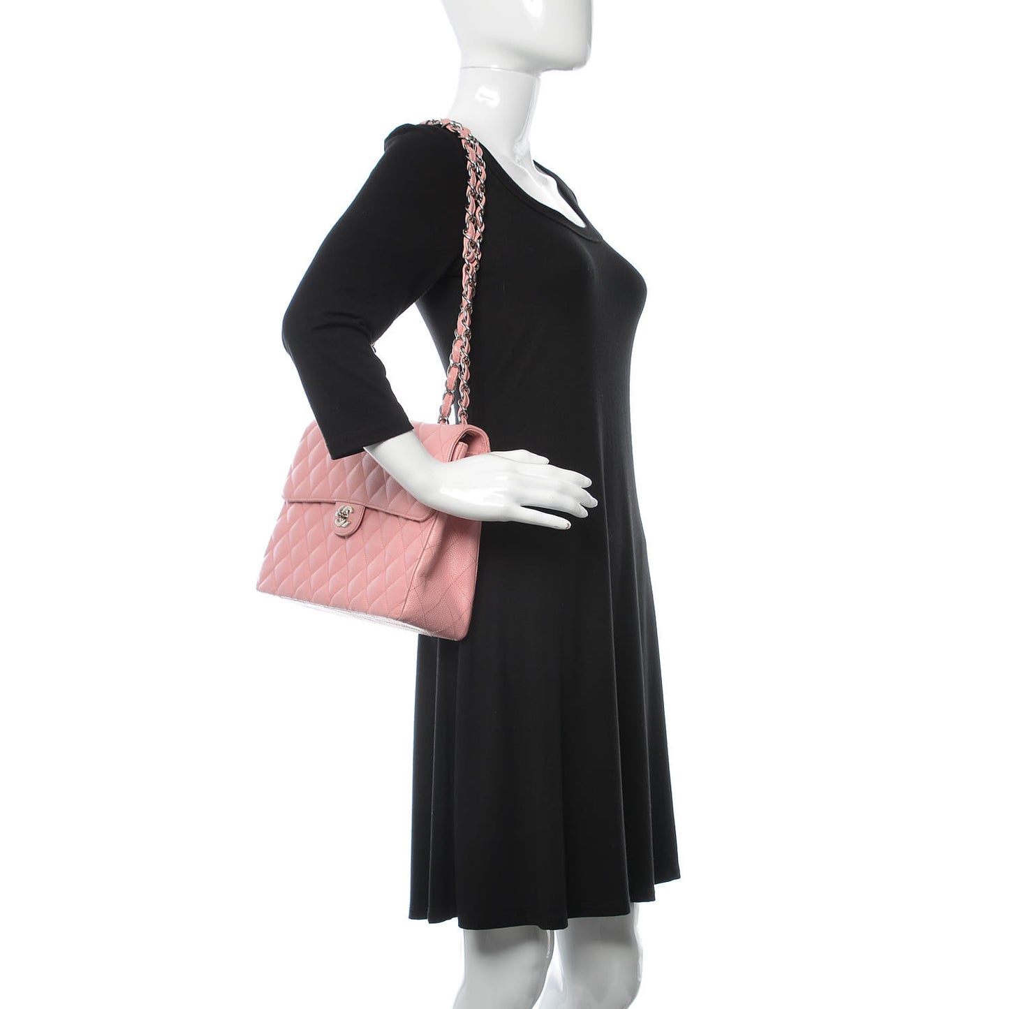 Caviar Jumbo Single Flap Pink