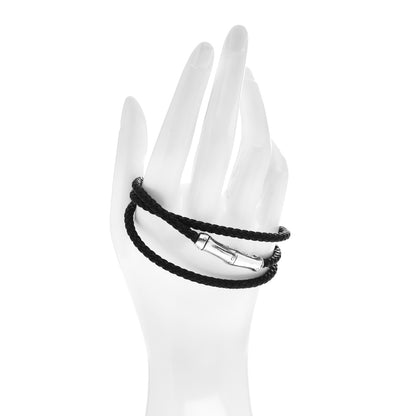 John Hardy Sterling Silver Calfskin Bamboo Triple Wrap Bracelet 2 of 4
