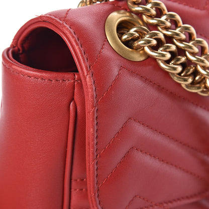 Gucci Calfskin Matelasse Medium GG Marmont Shoulder Bag Hibiscus Red 13 of 14