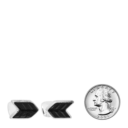 David Yurman Sterling Silver Black Onyx Chevron Stone Cufflinks 2 of 3