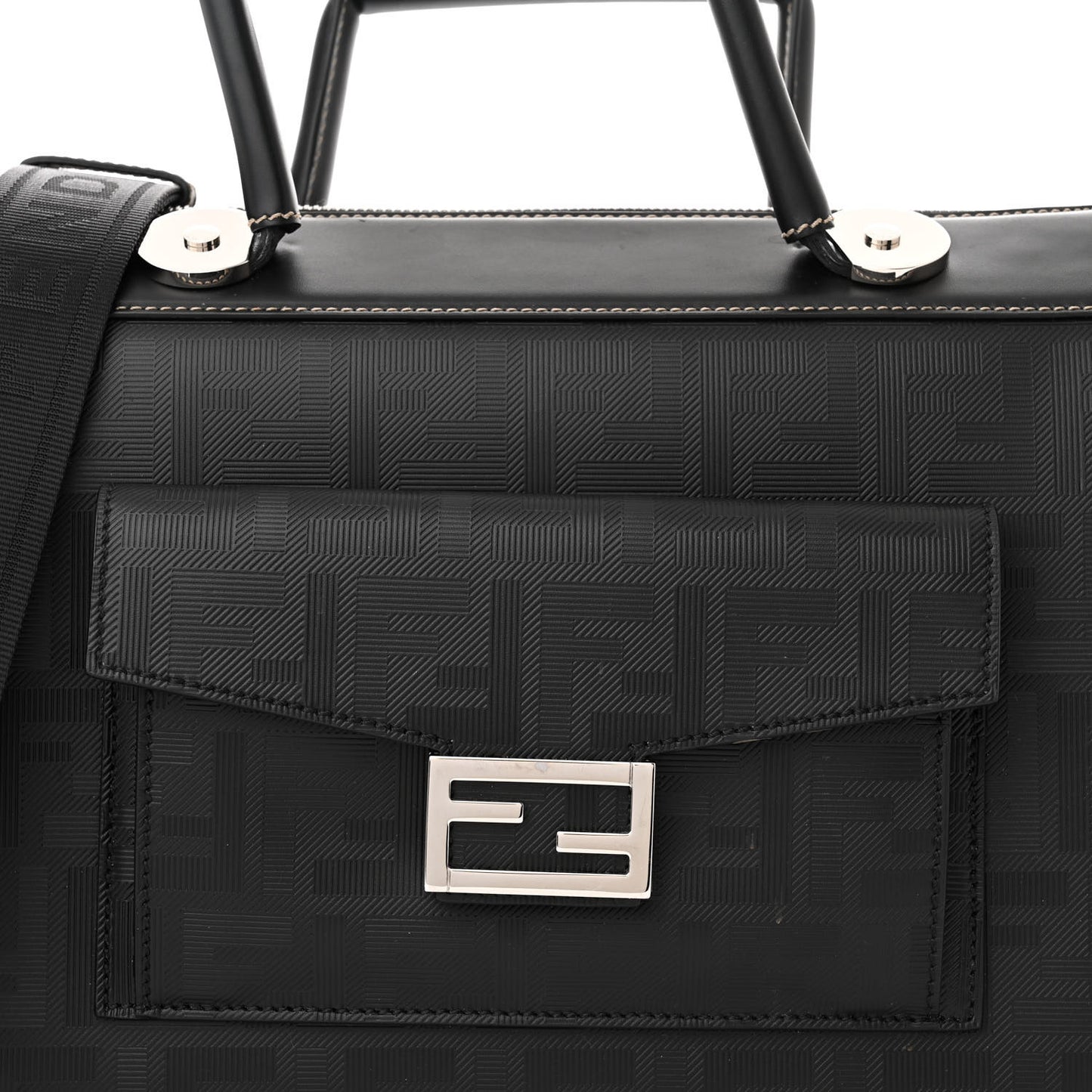 Vitello King FF Lines Embossed Large Soft Trunk Bag Black