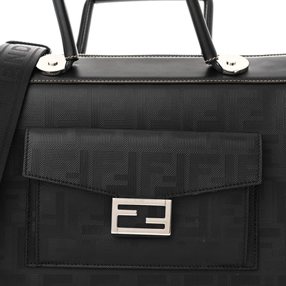 Fendi Vitello King FF Lines Embossed Large Soft Trunk Bag Black 8 of 14