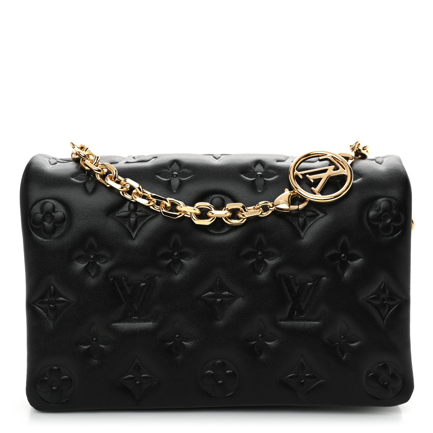 Louis Vuitton Lambskin Embossed Monogram Pochette Coussin Black 1 of 9