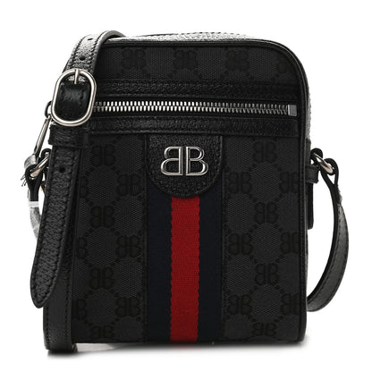 Gucci X BALENCIAGA BB Monogram Web Mini Ophidia Messenger Black 1 of 9
