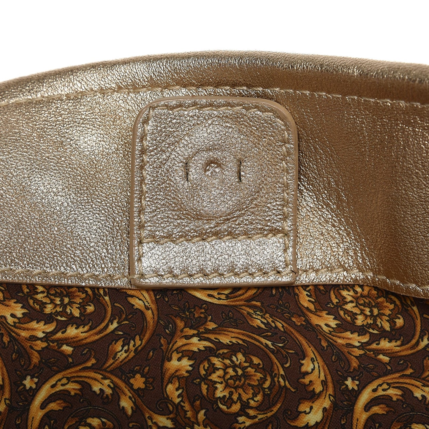 Metallic Nappa Barocco Quilted Vanitas Tote Gold