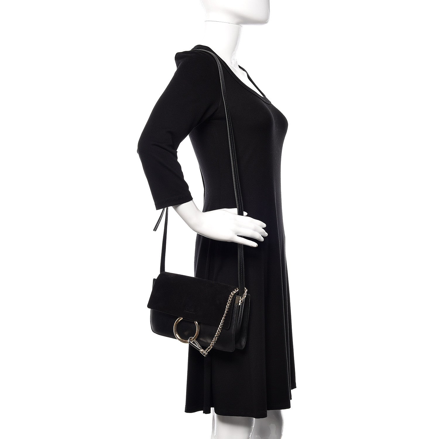 Chloe Suede Calfskin Small Faye Shoulder Bag Black 2 of 11