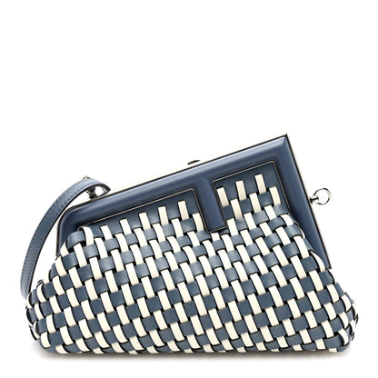 Fendi Vitello Grace Intreccio Small Fendi First Mirto Blue White Ice 1 of 10